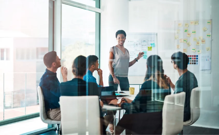 Person coaching in an office